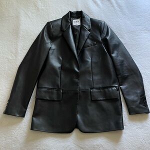 Zara Oversized Faux Leather Blazer